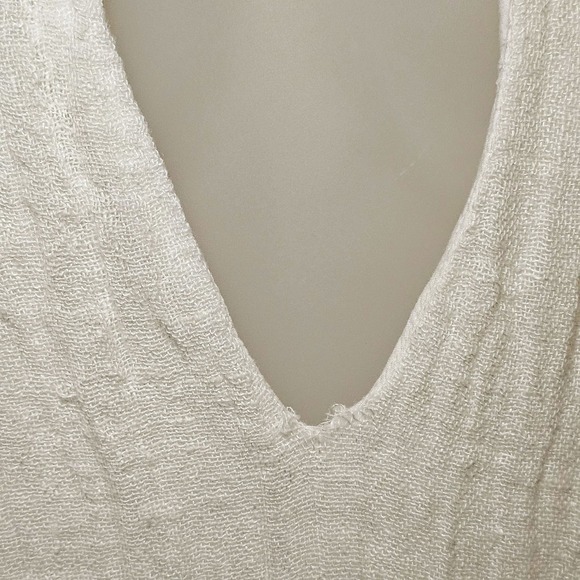 Free People FP Smooth Sailing White Linen Mini Dress Cover Up Sze Medium - Picture 8 of 11